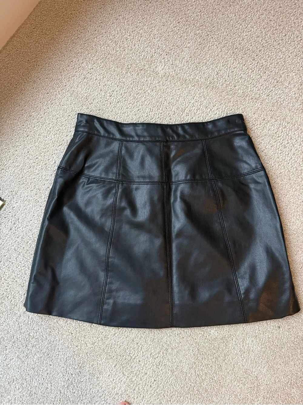 Free People “Oh Snap” Black Vegan Leather Snap Front Mini Skirt - Size 4